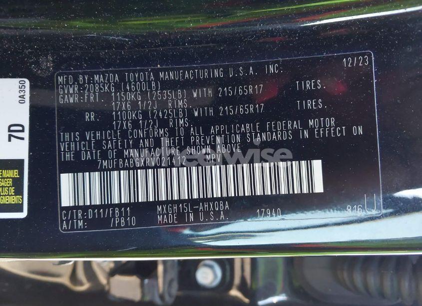 Photo 9 of 2024 Toyota Corolla CROSS HYBRID S (VIN 7MUFBABGXRV021412)