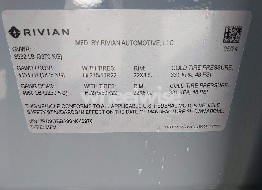 Photo 9 of 2025 Rivian R1s ADVENTURE DUAL MOTOR LARGE PACK/ADVENTURE DUAL MOTOR MAX PACK (VIN 7PDSGBBA9SN046978)