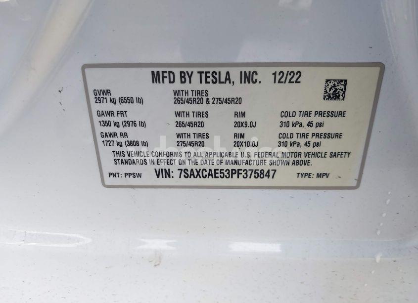 Photo 9 of 2023 Tesla Model X DUAL MOTOR ALL-WHEEL DRIVE/STANDARD RANGE (VIN 7SAXCAE53PF375847)