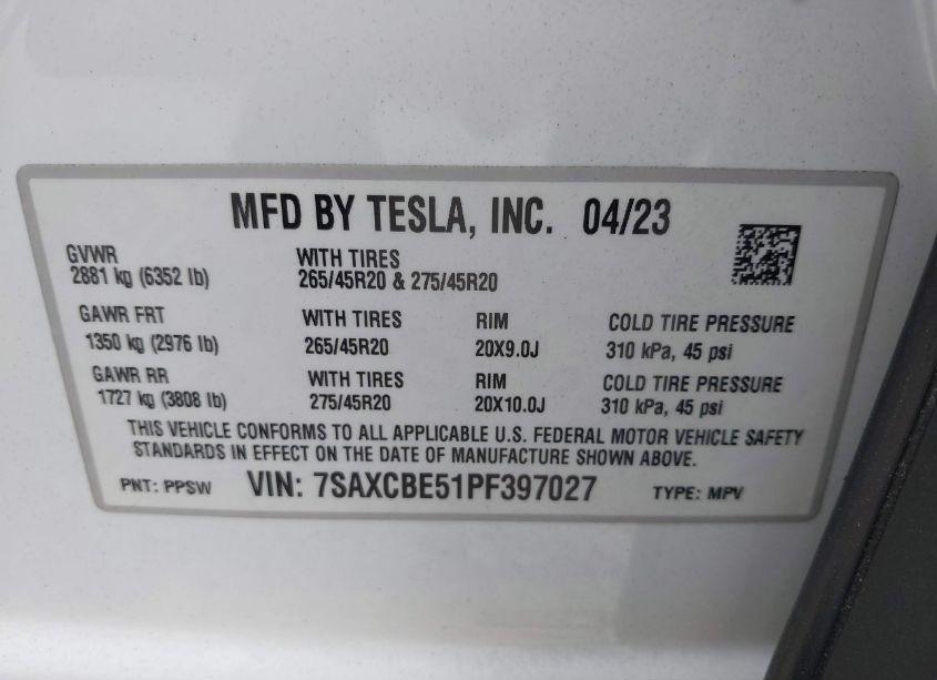 Photo 9 of 2023 Tesla Model X DUAL MOTOR ALL-WHEEL DRIVE/STANDARD RANGE (VIN 7SAXCBE51PF397027)