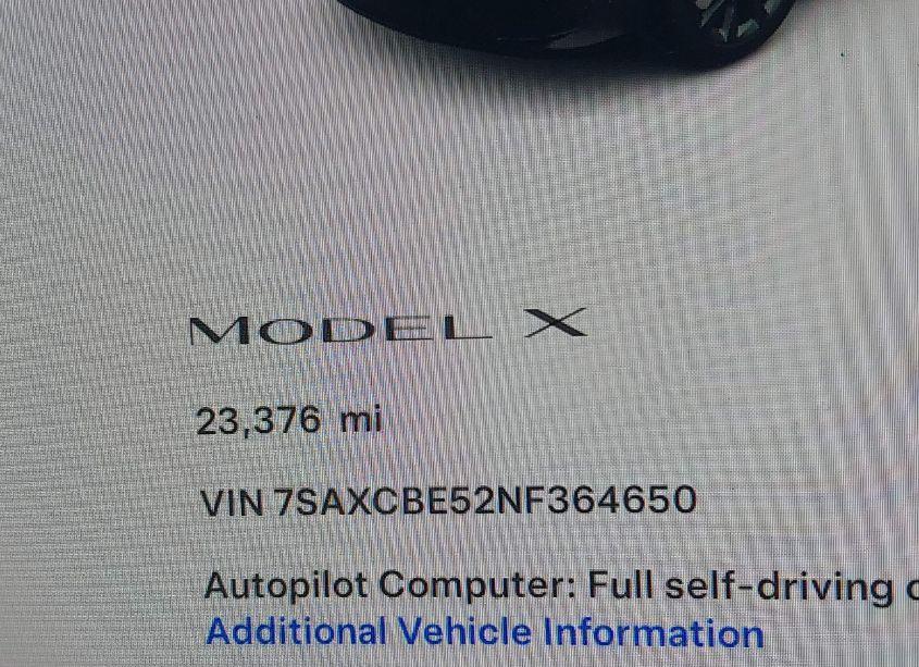 Photo 15 of 2022 Tesla Model X DUAL MOTOR ALL-WHEEL DRIVE (VIN 7SAXCBE52NF364650)