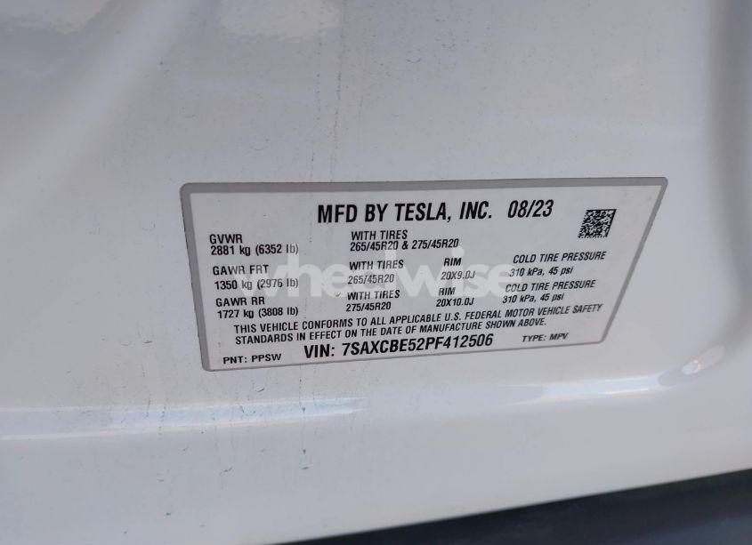 Photo 9 of 2023 Tesla Model X (VIN 7SAXCBE52PF412506)