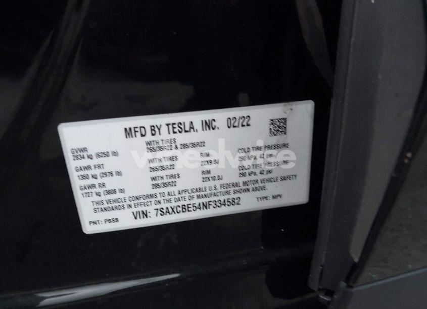 Photo 9 of 2022 Tesla Model X DUAL MOTOR ALL-WHEEL DRIVE (VIN 7SAXCBE54NF334582)