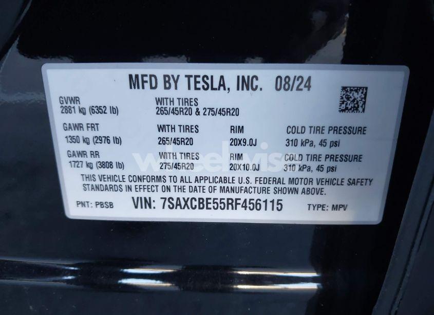 Photo 9 of 2024 Tesla Model X LONG RANGE (VIN 7SAXCBE55RF456115)