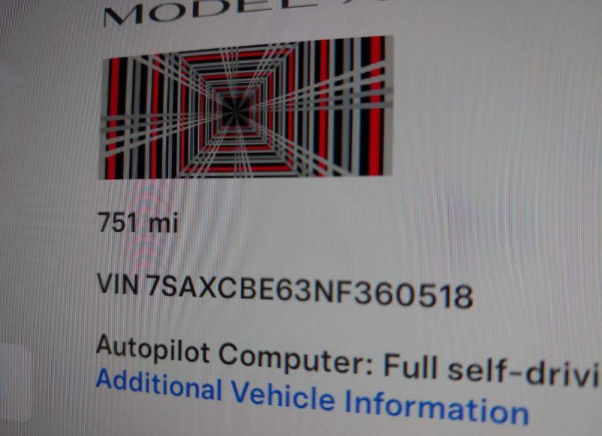 Photo 9 of 2022 Tesla Model X PLAID TRI MOTOR ALL-WHEEL DRIVE (VIN 7SAXCBE63NF360518)