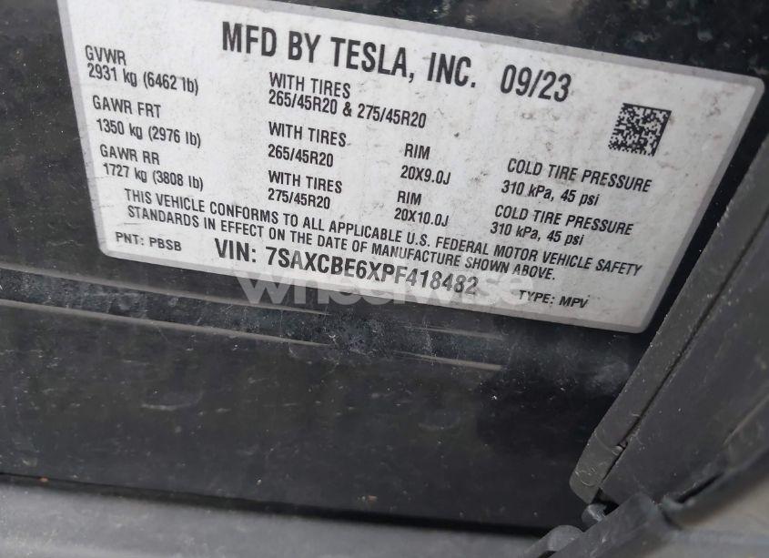 Photo 9 of 2023 Tesla Model X PLAID TRI MOTOR ALL-WHEEL DRIVE (VIN 7SAXCBE6XPF418482)