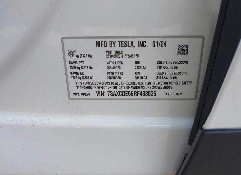Photo 9 of 2024 Tesla Model X LONG RANGE (VIN 7SAXCDE56RF433535)