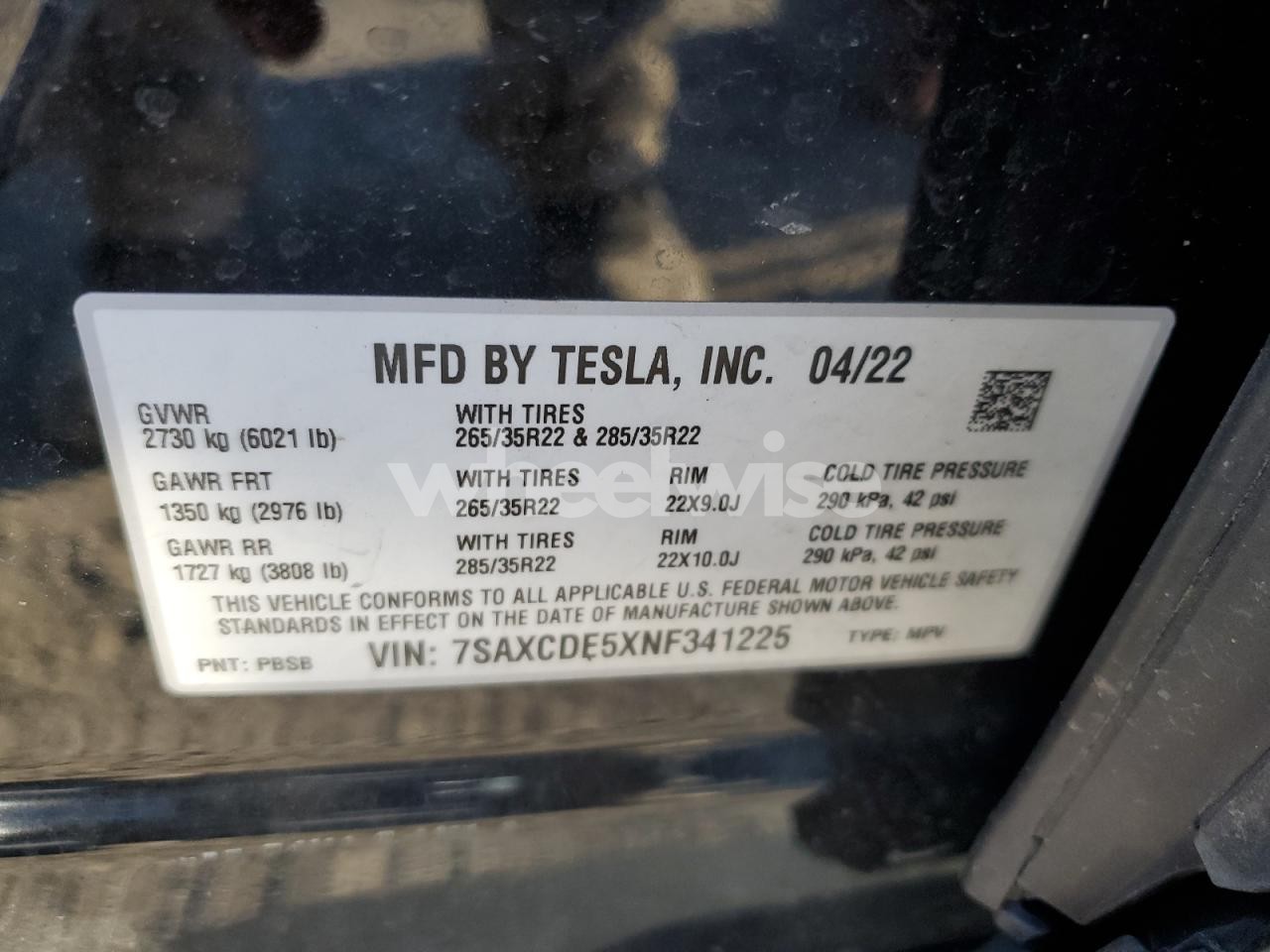 Photo 13 of 2022 TESLA MODEL X (VIN 7SAXCDE5XNF341225)