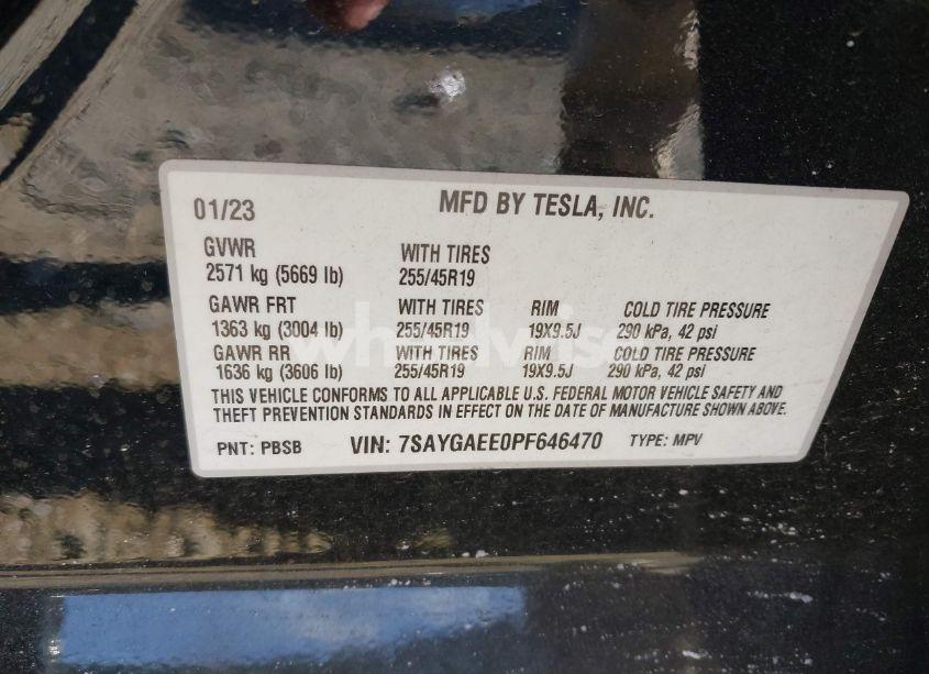 Photo 9 of 2023 Tesla Model Y AWD/LONG RANGE DUAL MOTOR ALL-WHEEL DRIVE (VIN 7SAYGAEE0PF646470)