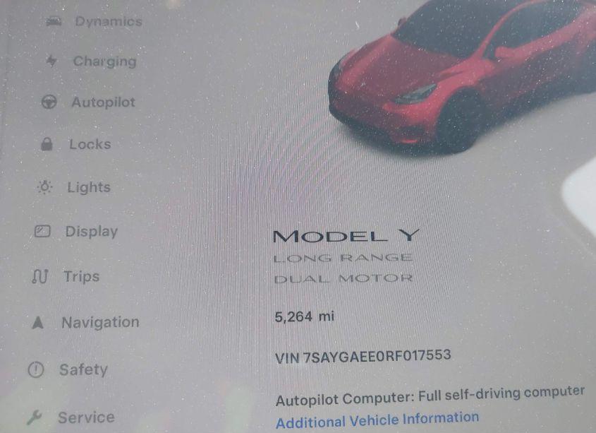 Photo 7 of 2024 Tesla Model Y LONG RANGE DUAL MOTOR ALL-WHEEL DRIVE (VIN 7SAYGAEE0RF017553)