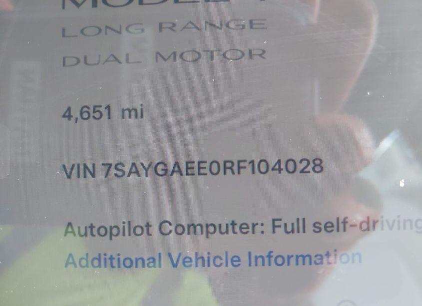 Photo 9 of 2024 Tesla Model Y LONG RANGE DUAL MOTOR ALL-WHEEL DRIVE (VIN 7SAYGAEE0RF104028)