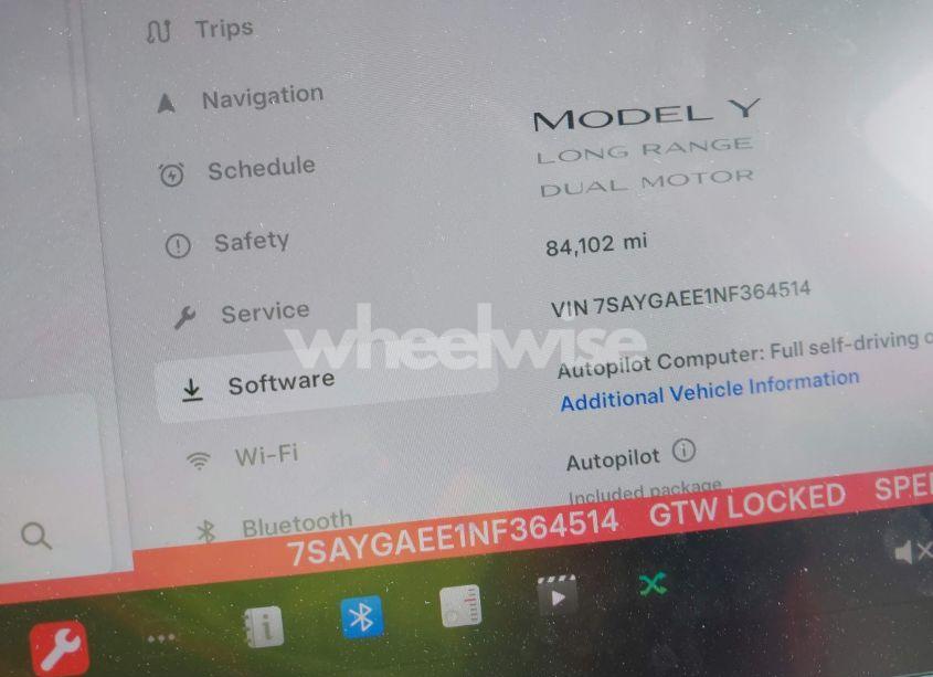 Photo 7 of 2022 Tesla Model Y LONG RANGE DUAL MOTOR ALL-WHEEL DRIVE (VIN 7SAYGAEE1NF364514)