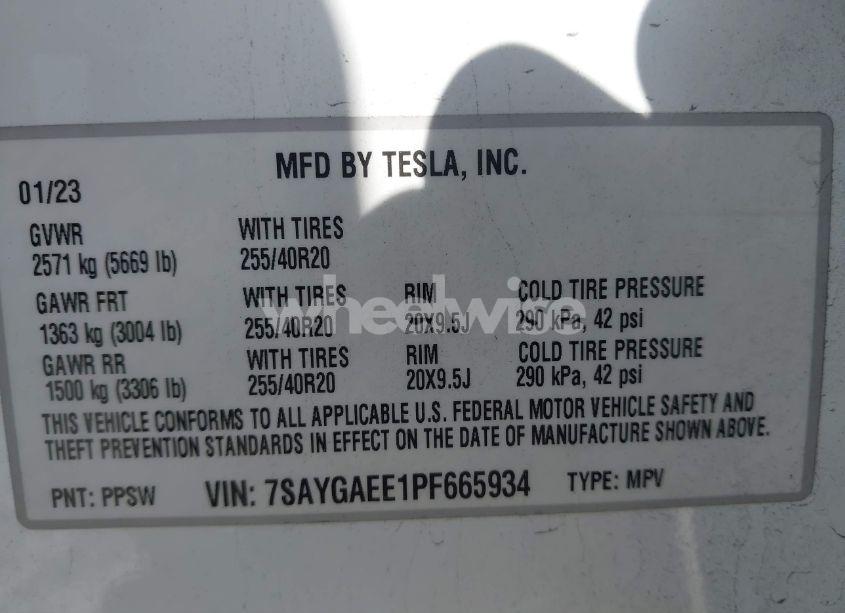 Photo 9 of 2023 Tesla Model Y AWD/LONG RANGE DUAL MOTOR ALL-WHEEL DRIVE (VIN 7SAYGAEE1PF665934)