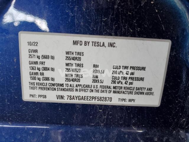 Photo 8 of 2023 TESLA MODEL Y (VIN 7SAYGAEE2PF582870)