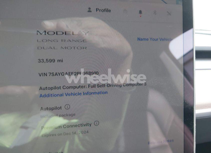 Photo 7 of 2023 Tesla Model Y AWD/LONG RANGE DUAL MOTOR ALL-WHEEL DRIVE (VIN 7SAYGAEE2PF668910)