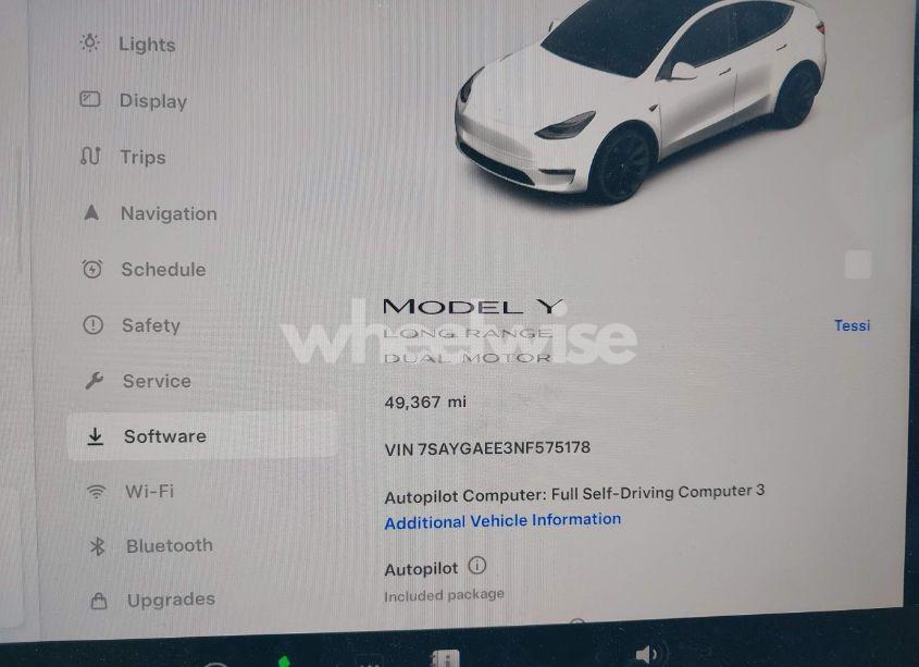 Photo 7 of 2022 Tesla Model Y LONG RANGE DUAL MOTOR ALL-WHEEL DRIVE (VIN 7SAYGAEE3NF575178)