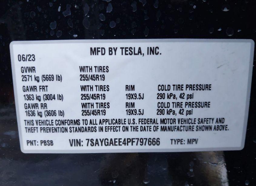 Photo 9 of 2023 Tesla Model Y AWD/LONG RANGE DUAL MOTOR ALL-WHEEL DRIVE (VIN 7SAYGAEE4PF797666)