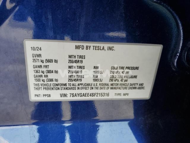Photo 5 of 2025 TESLA MODEL Y (VIN 7SAYGAEE4SF215316)