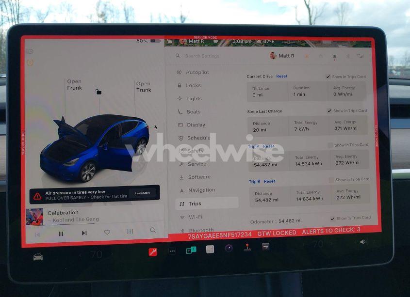 Photo 7 of 2022 Tesla Model Y LONG RANGE DUAL MOTOR ALL-WHEEL DRIVE (VIN 7SAYGAEE5NF517234)