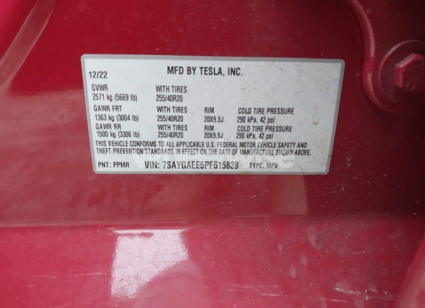 Photo 9 of 2023 Tesla Model Y AWD/LONG RANGE DUAL MOTOR ALL-WHEEL DRIVE (VIN 7SAYGAEE5PF615828)