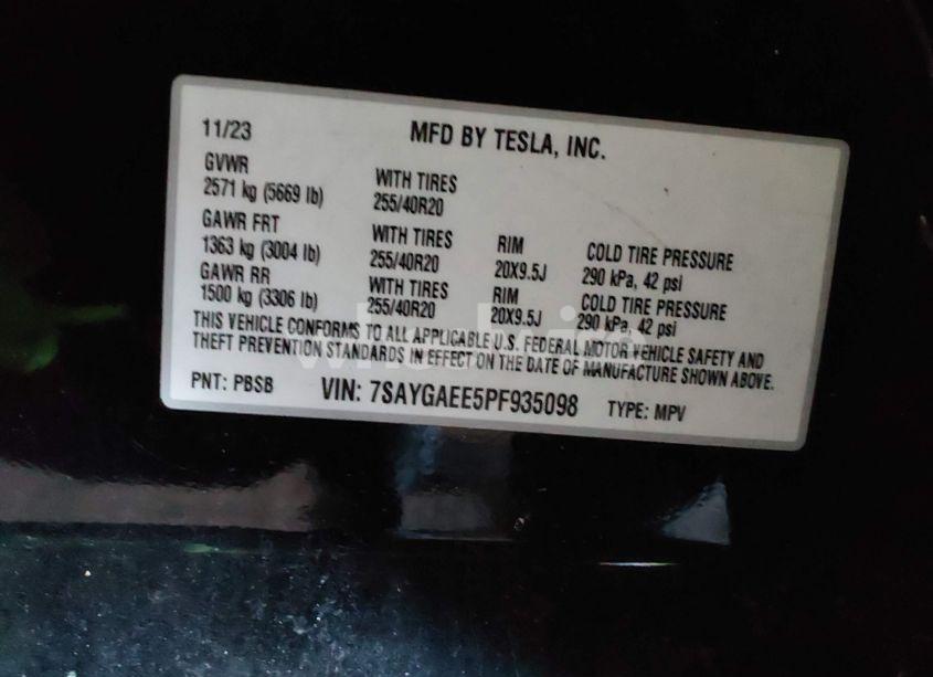 Photo 9 of 2023 Tesla Model Y AWD/LONG RANGE DUAL MOTOR ALL-WHEEL DRIVE (VIN 7SAYGAEE5PF935098)