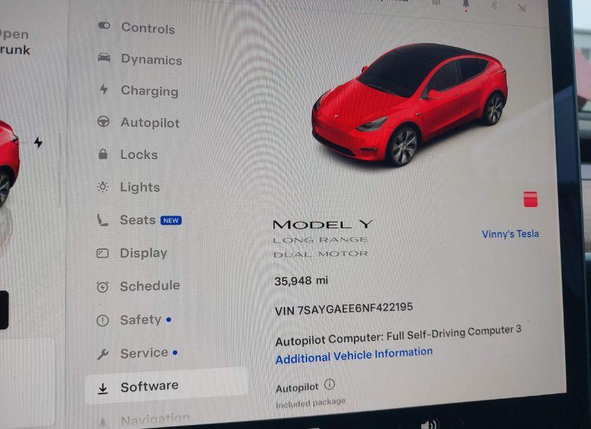 Photo 7 of 2022 Tesla Model Y LONG RANGE DUAL MOTOR ALL-WHEEL DRIVE (VIN 7SAYGAEE6NF422195)