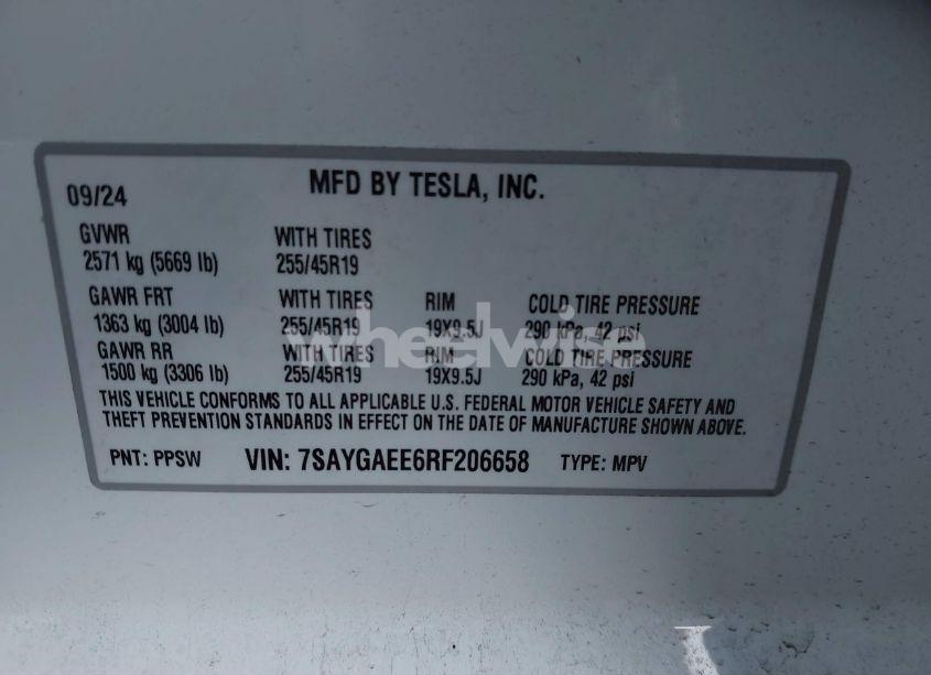 Photo 9 of 2024 Tesla Model Y LONG RANGE DUAL MOTOR ALL-WHEEL DRIVE (VIN 7SAYGAEE6RF206658)