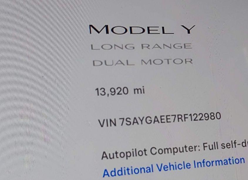 Photo 15 of 2024 Tesla Model Y LONG RANGE DUAL MOTOR ALL-WHEEL DRIVE (VIN 7SAYGAEE7RF122980)