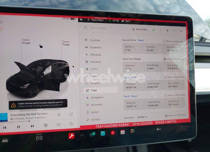 Photo 7 of 2022 Tesla Model Y LONG RANGE DUAL MOTOR ALL-WHEEL DRIVE (VIN 7SAYGAEE8NF428841)