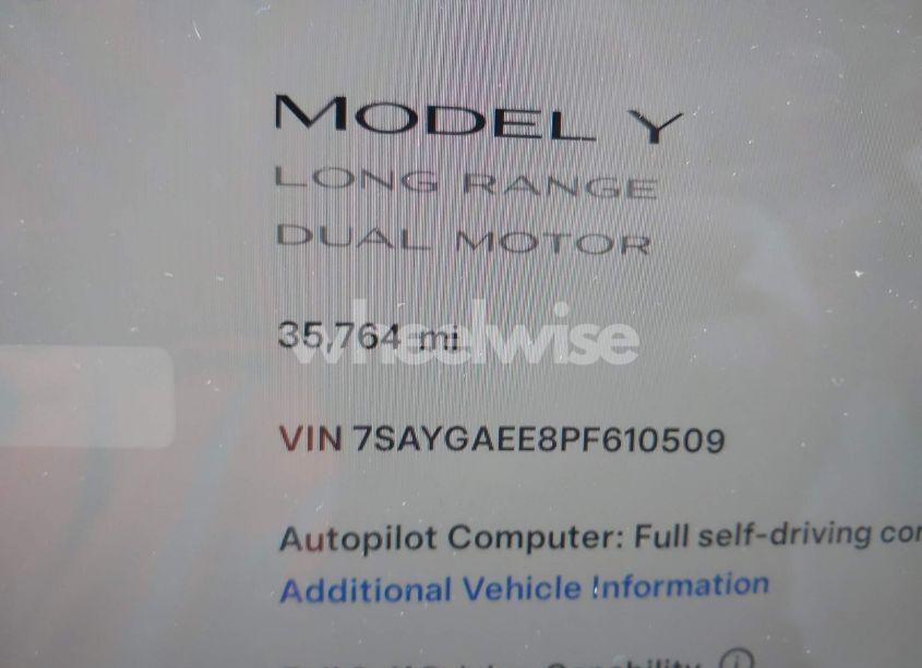 Photo 14 of 2023 Tesla Model Y AWD/LONG RANGE DUAL MOTOR ALL-WHEEL DRIVE (VIN 7SAYGAEE8PF610509)