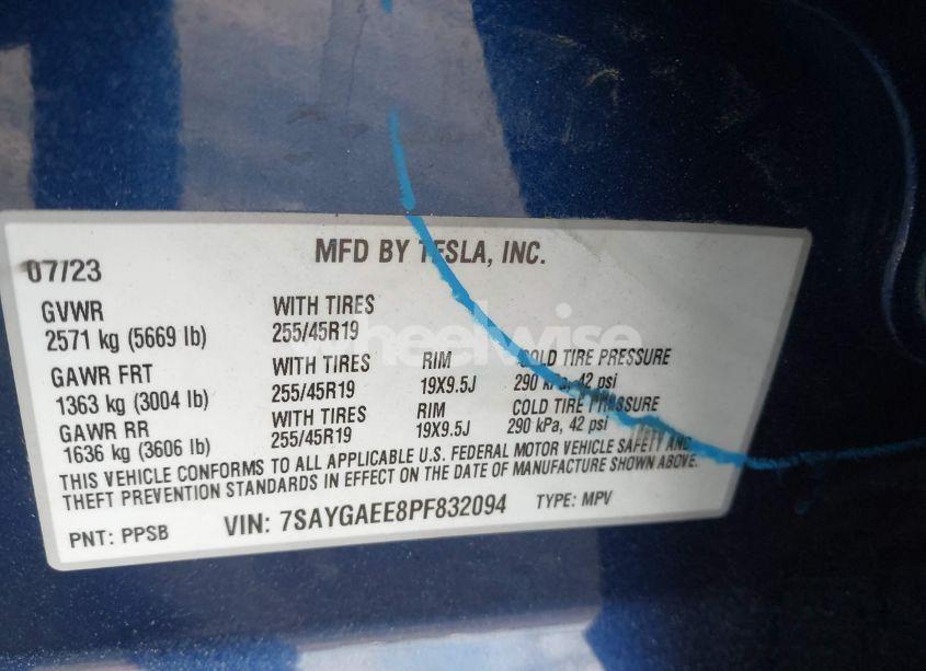 Photo 9 of 2023 Tesla Model Y AWD/LONG RANGE DUAL MOTOR ALL-WHEEL DRIVE (VIN 7SAYGAEE8PF832094)