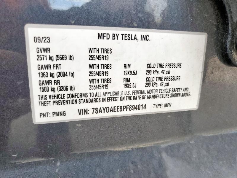 2023 TESLA MODEL Y (VIN 7SAYGAEE8PF894014) main photo