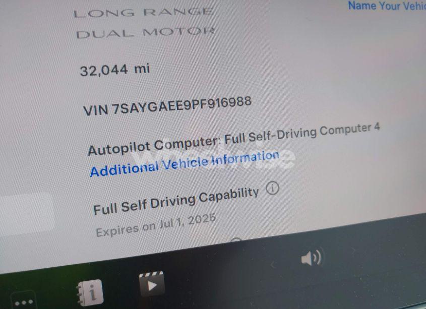 Photo 15 of 2023 Tesla Model Y AWD/LONG RANGE DUAL MOTOR ALL-WHEEL DRIVE (VIN 7SAYGAEE9PF916988)