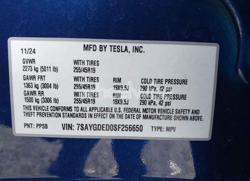 Photo 9 of 2025 Tesla Model Y LONG RANGE DUAL MOTOR ALL-WHEEL DRIVE (VIN 7SAYGDED0SF256650)