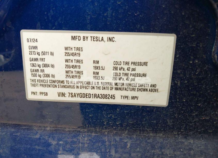 Photo 9 of 2024 Tesla Model Y (VIN 7SAYGDED1RA308245)