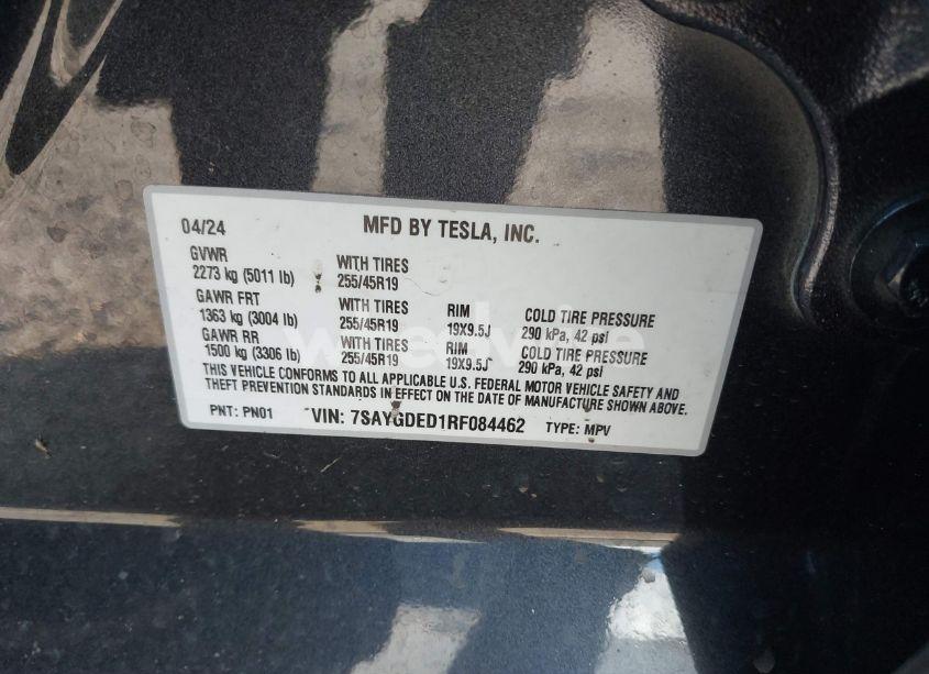 Photo 9 of 2024 Tesla Model Y LONG RANGE DUAL MOTOR ALL-WHEEL DRIVE/RWD (VIN 7SAYGDED1RF084462)