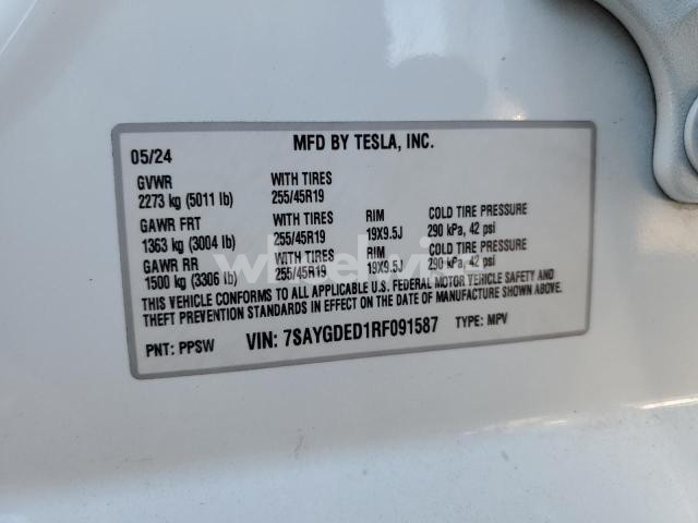 Photo 9 of 2024 TESLA MODEL Y (VIN 7SAYGDED1RF091587)