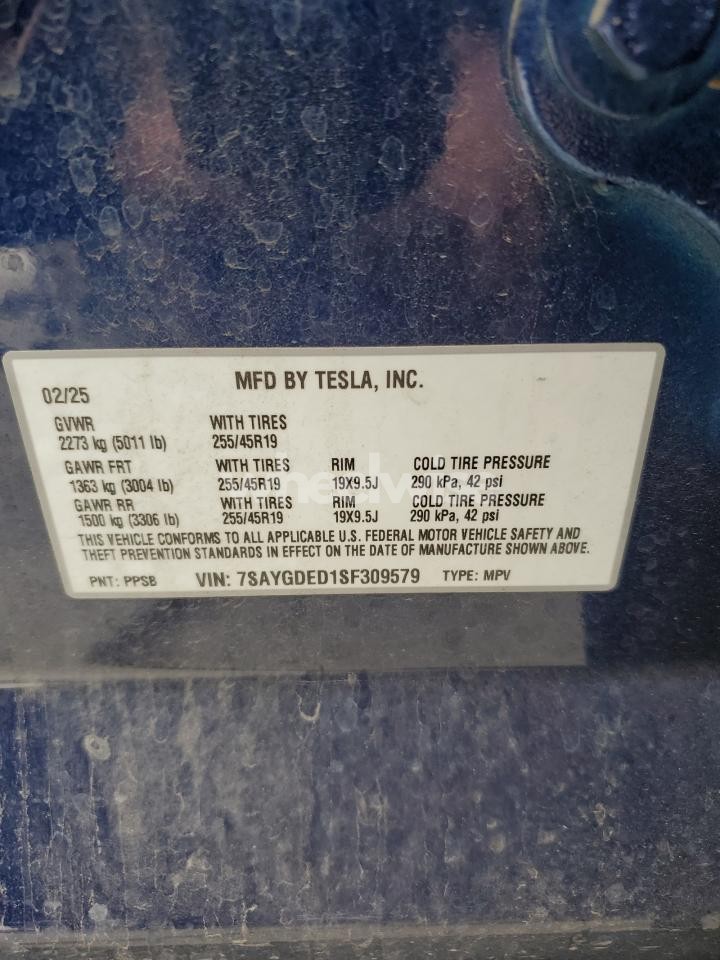 Photo 12 of 2025 TESLA MODEL Y (VIN 7SAYGDED1SF309579)