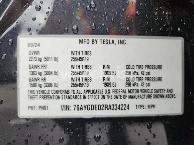 Photo 9 of 2024 TESLA MODEL Y (VIN 7SAYGDED2RA334224)