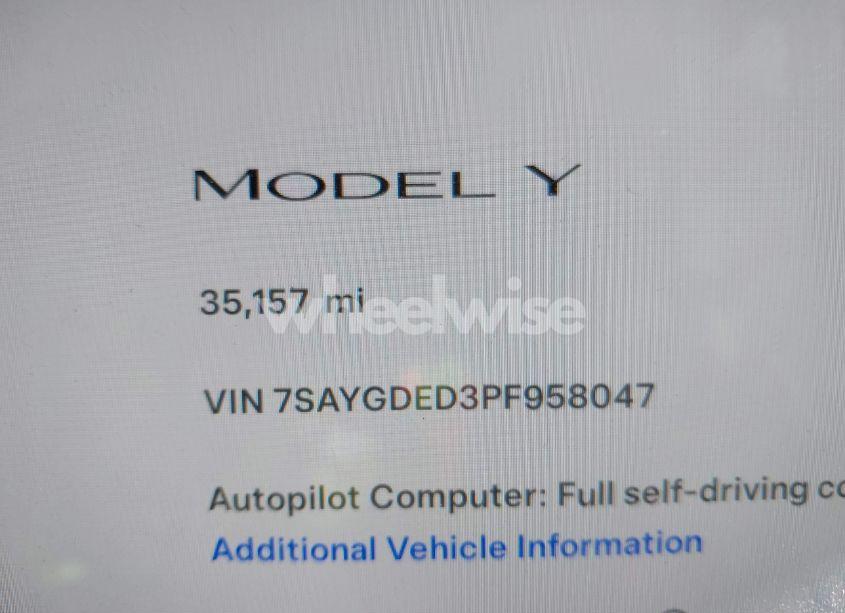 Photo 15 of 2023 Tesla Model Y RWD (VIN 7SAYGDED3PF958047)