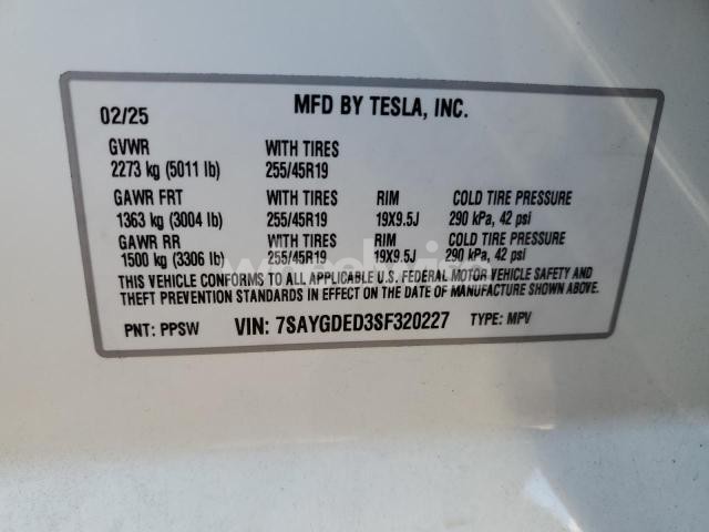 Photo 14 of 2025 TESLA MODEL Y (VIN 7SAYGDED3SF320227)
