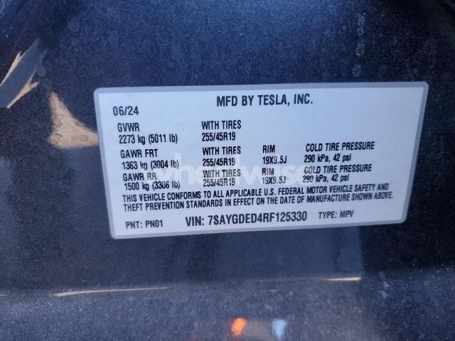 Photo 12 of 2024 TESLA MODEL Y (VIN 7SAYGDED4RF125330)