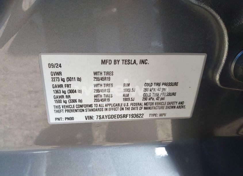 Photo 9 of 2024 Tesla Model Y LONG RANGE DUAL MOTOR ALL-WHEEL DRIVE/RWD (VIN 7SAYGDED5RF193622)