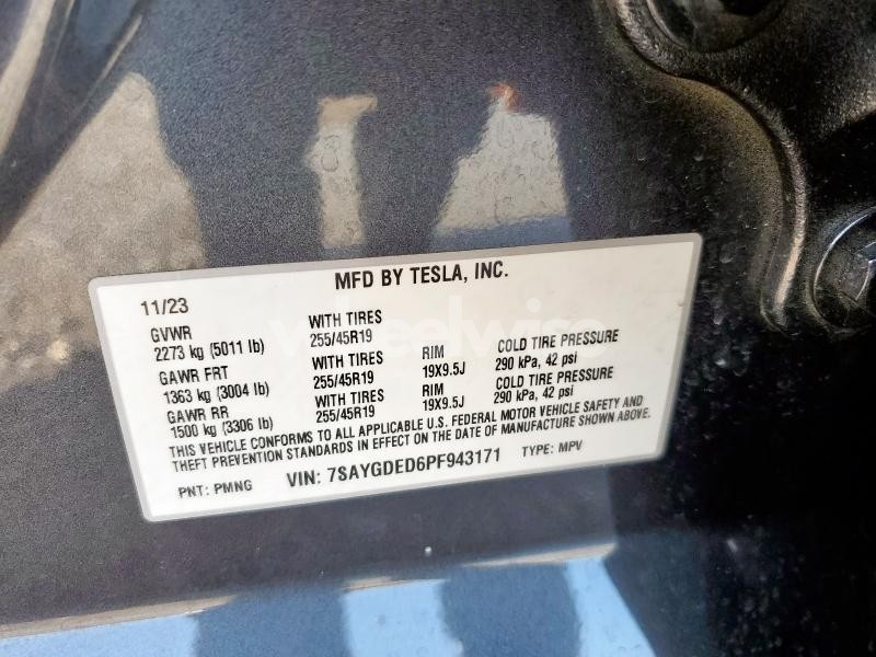 Photo 8 of 2023 TESLA MODEL Y (VIN 7SAYGDED6PF943171)