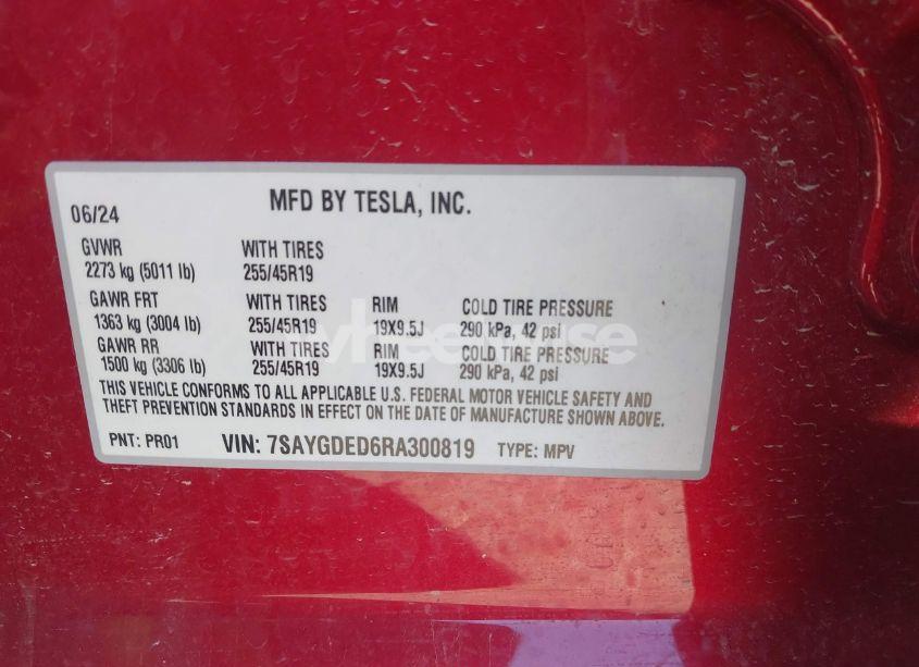 Photo 9 of 2024 Tesla Model Y LONG RANGE DUAL MOTOR ALL-WHEEL DRIVE/RWD (VIN 7SAYGDED6RA300819)