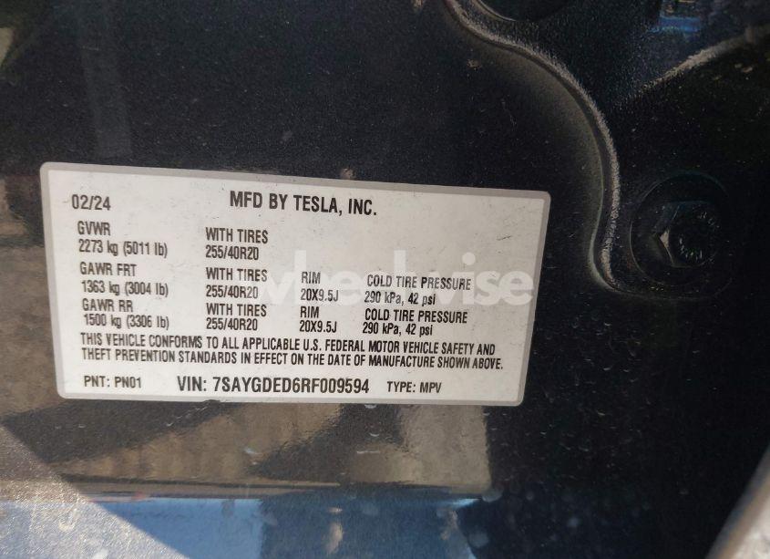 Photo 9 of 2024 Tesla Model Y (VIN 7SAYGDED6RF009594)