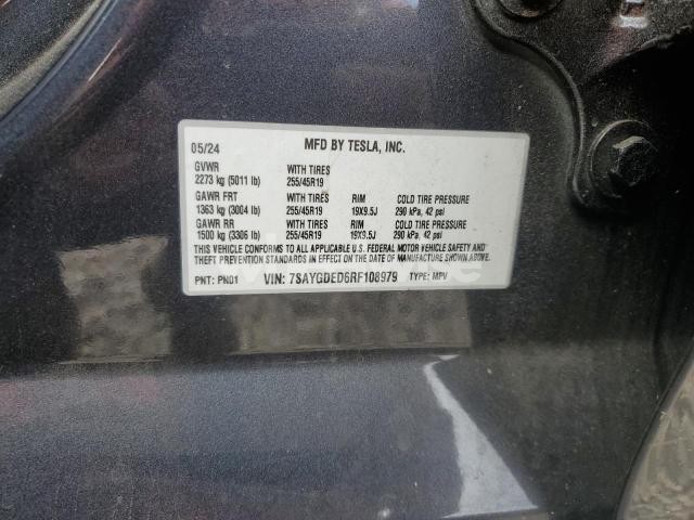 Photo 6 of 2024 TESLA MODEL Y (VIN 7SAYGDED6RF108979)