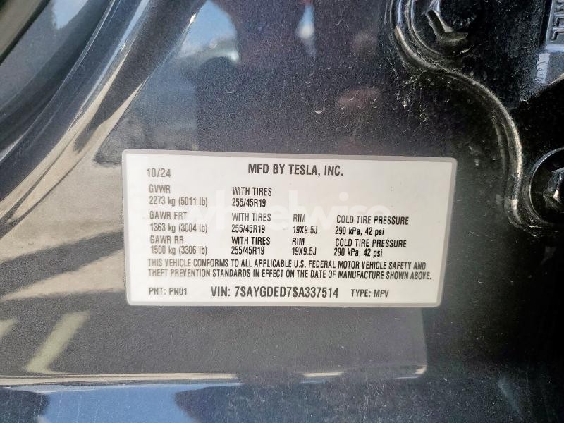 Photo 5 of 2025 TESLA MODEL Y (VIN 7SAYGDED7SA337514)