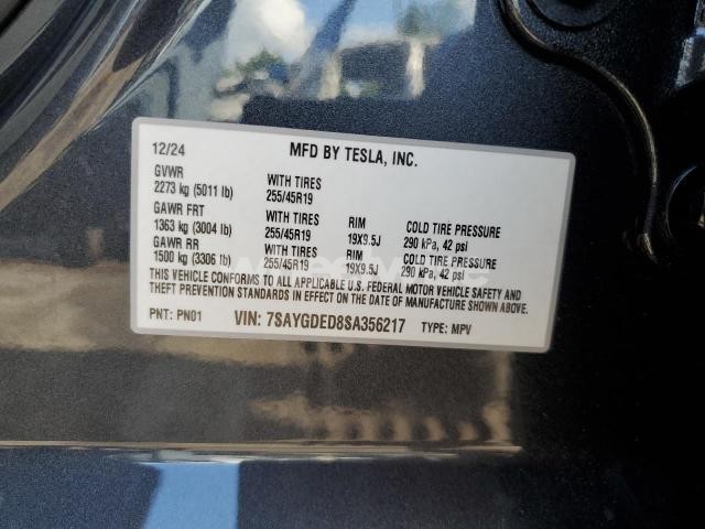 2025 TESLA MODEL Y (VIN 7SAYGDED8SA356217) main photo