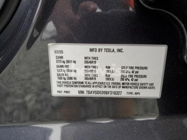 Photo 6 of 2025 TESLA MODEL Y (VIN 7SAYGDED9SF316327)